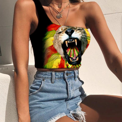 tank top lion head tricolor roar