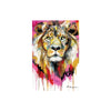 wall art lioness covered with pink paint