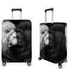 suitcase cover lion forming a black and white heart
