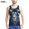 tank top with lion head in blue and black fur