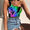 tank top with lion's head in the color of the rainbow