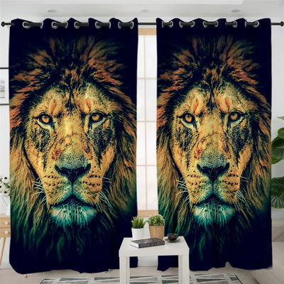 curtain lion disgruntled