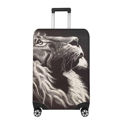 suitcase cover lion looking up at the sky