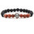 bracelet silver lion with shiny red pearl and rough matte black pearl