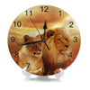 clock lion red sun