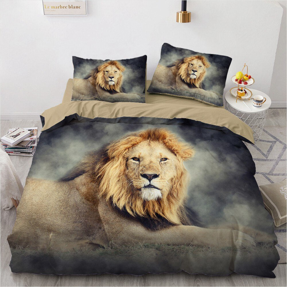 bedding lion misty atmosphere