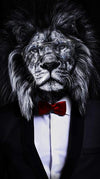wall art lion in suit and tie