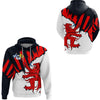 hoodie red lion on black and white background
