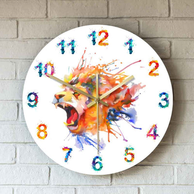 clock lion painting gouache