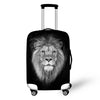 suitcase cover lion's head in black and white