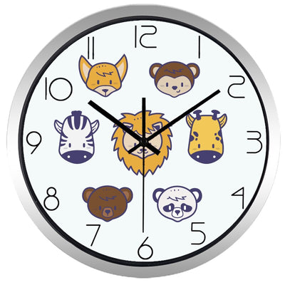 clock lion for children's room grey frame