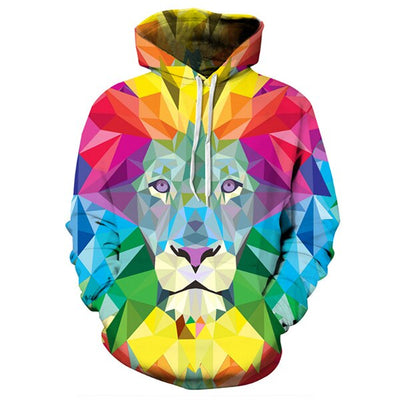 hooded sweatshirt lion multicolored representation