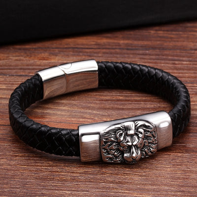 bracelet in gold-plated lion leather