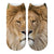 Sock lion head divided in two