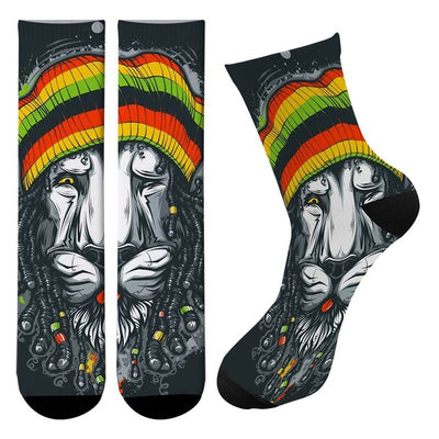 Sock with lion head in Jamaican color