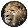 clock head of wild lion black frame