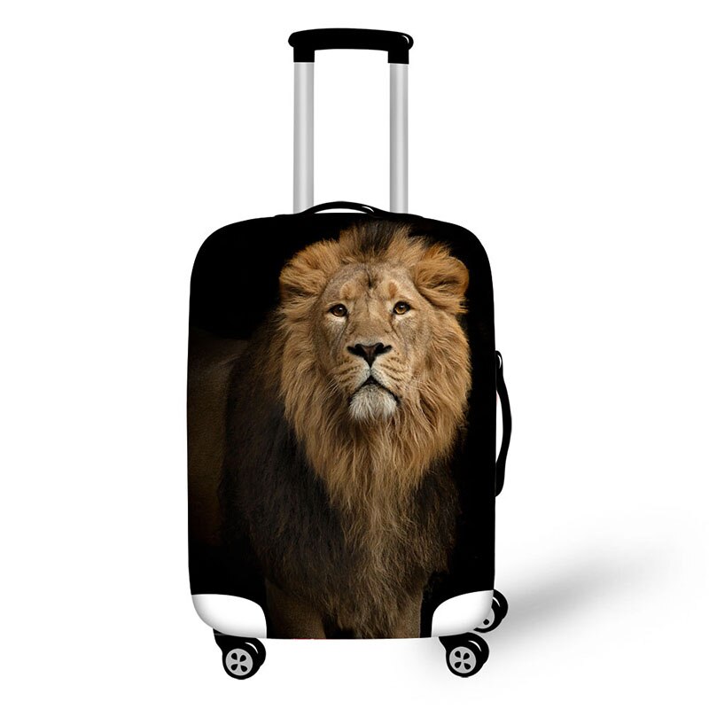 suitcase cover lion royal posture on black background