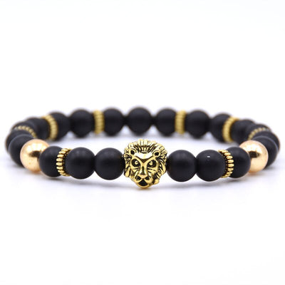 bracelet lion black matte and shiny gold