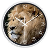 clock head of wild lion white frame
