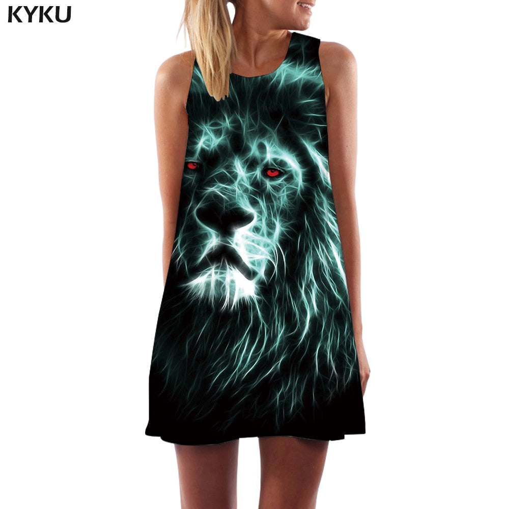 dress head of lion energizing of clear blue color with the red eyes