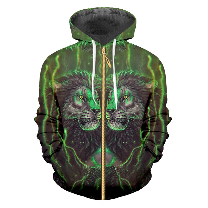 jacket the lion at the top of the mount on a green and black background