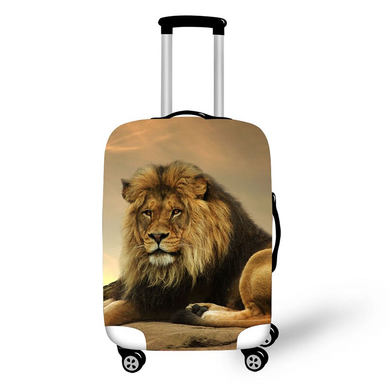 suitcase cover lion lying on the sand