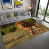 rug lion walking in the savannah
