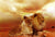 wall art lion and lioness burning atmosphere