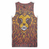 Tank top with lion's head drawn style surrounded by flames