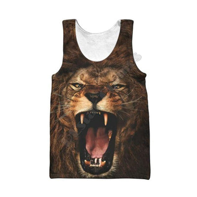 Tank top with roaring lion head
