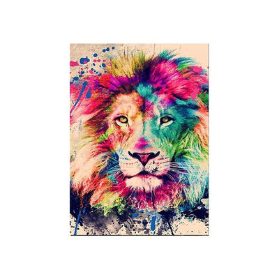 wall art lion spotted with color
