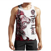 Tank top cosmos lion head red and white writing
