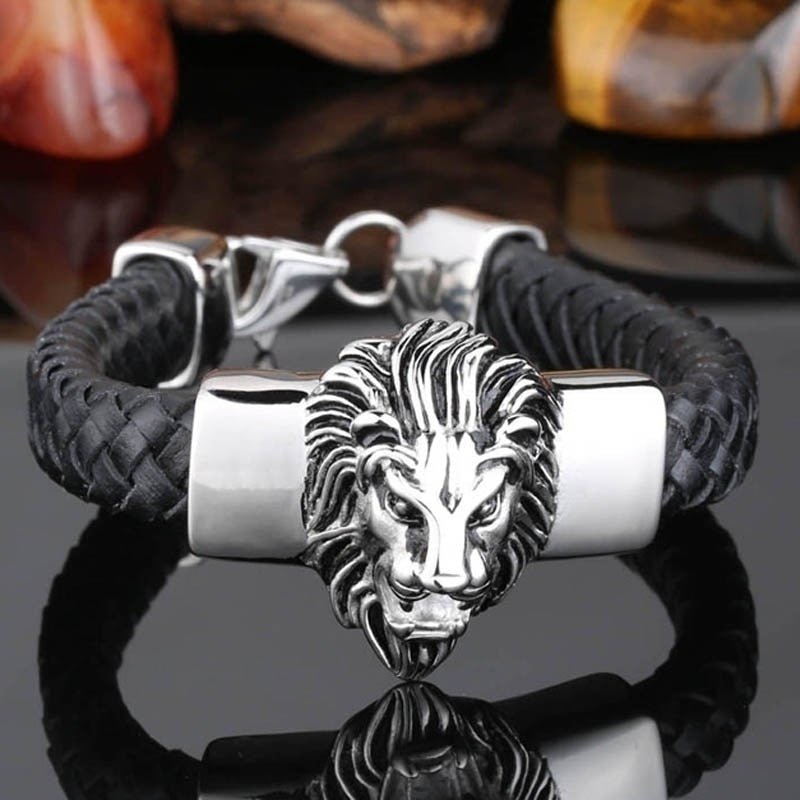 Men's Sterling Silver Lion Cuban Chain Bracelet - Jewelry1000.com |  Sterling silver mens, Mens bracelet silver, Sterling silver skull rings