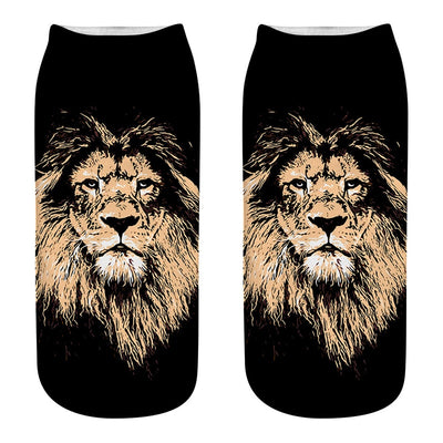 Sock black with lion's head