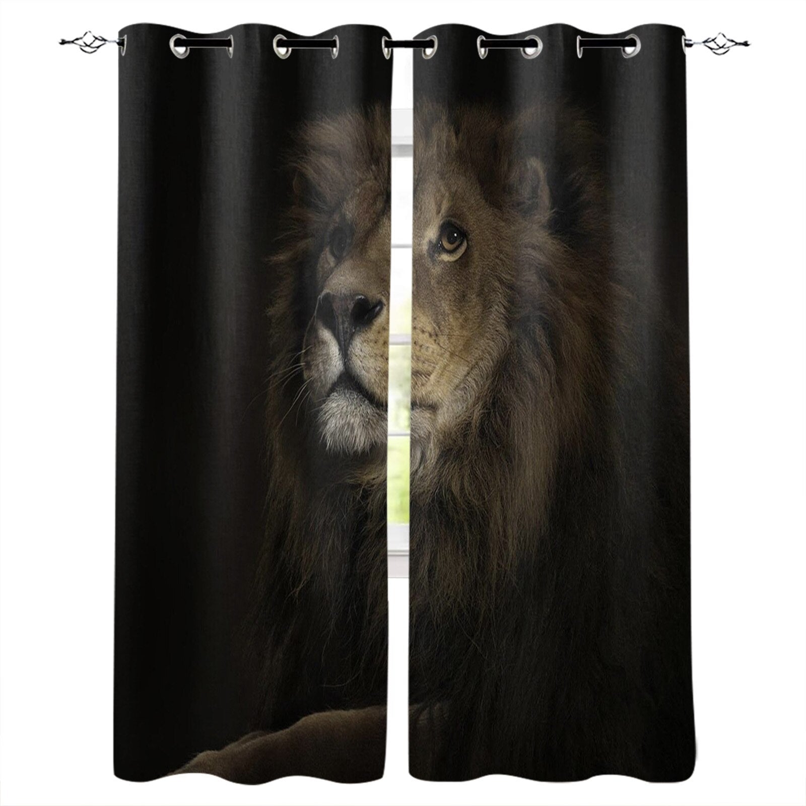 curtain lion brown on dark background