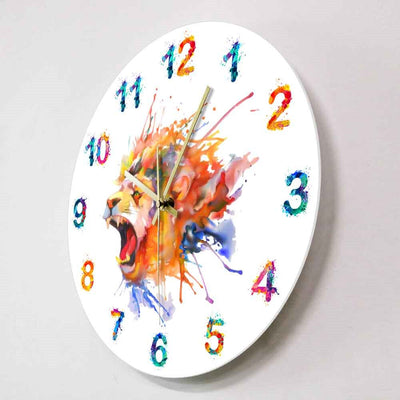 clock lion painting gouache