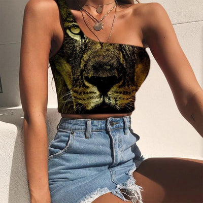tank top with lion's head, army style