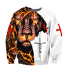 sweatshirt lion and jesus engraved in the back